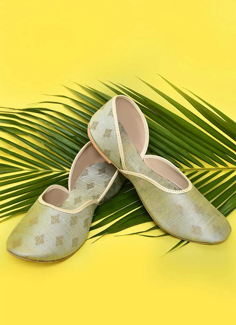 Grey Cotton Silk Jacquard Party Wear Juti