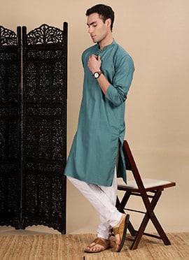 Grey Cotton Textured Kurta