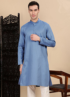 Grey Cotton Textured Kurta