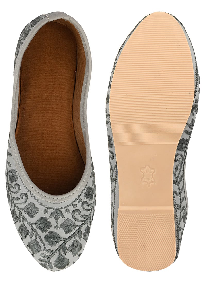 Grey Embroidered Juti