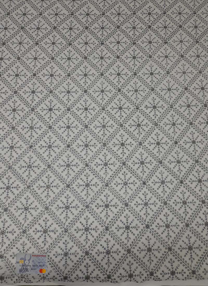 Grey Georgette Embroidered Fabric