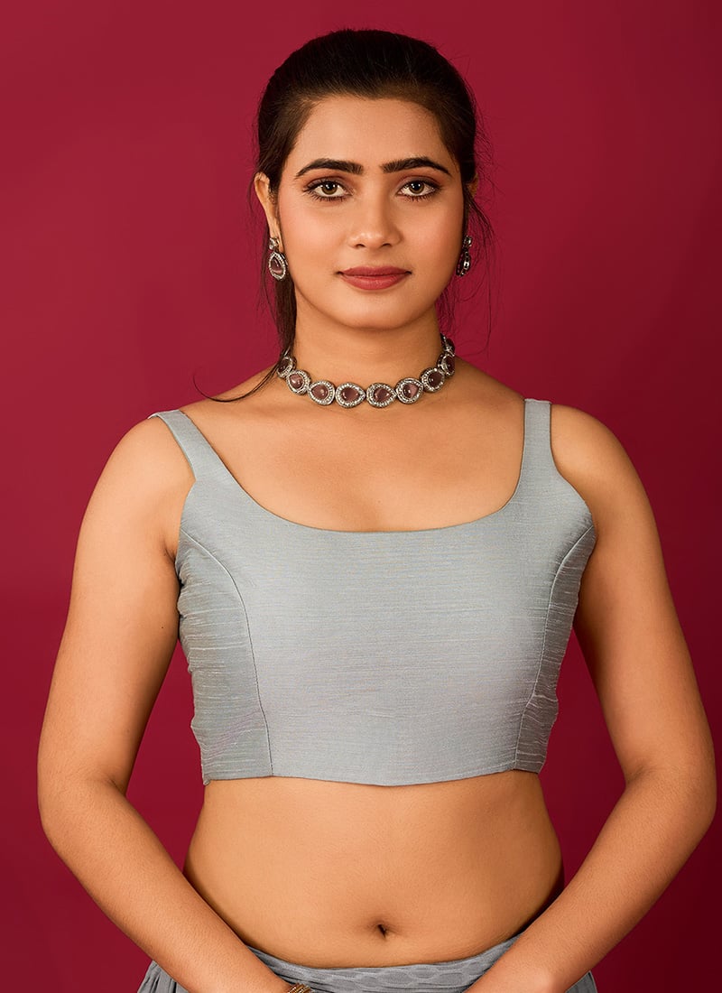 Grey Modal Satin Padded Blouse