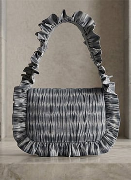 Grey Printed Cotton Handbag