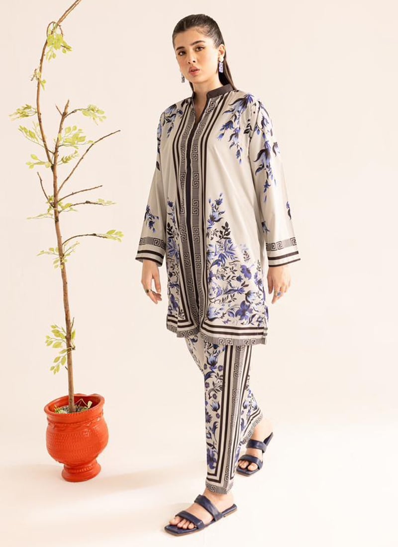 Grey Printed Indowestern Co ord Set After Six Wear