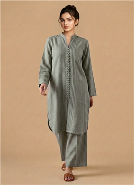 Grey Willow Grace Muslin Cotton Kurta Set