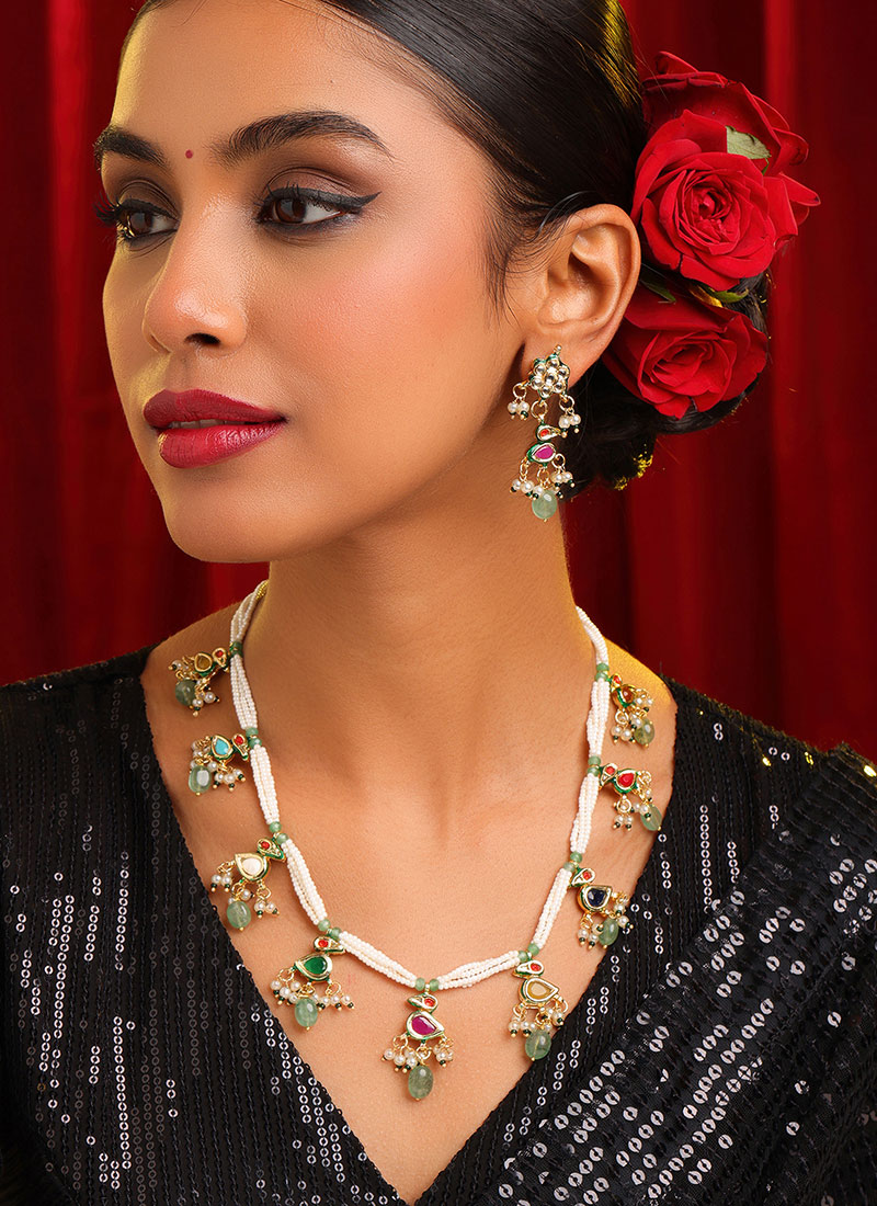 Heirloom Multicolored Kundan Beads Pearl Necklace Wedding Wear
