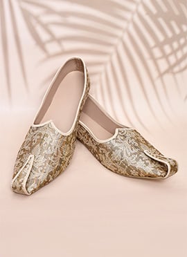 Heritage Brown Silk Jacquard Mojri