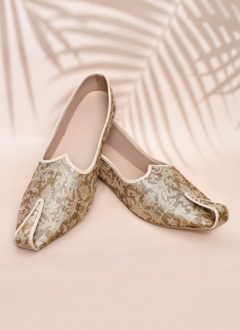 Heritage Brown Silk Jacquard Mojri