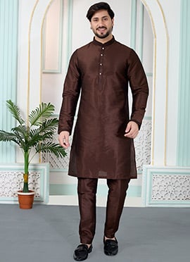 Heritage Brown Silk Kurta Pyjama