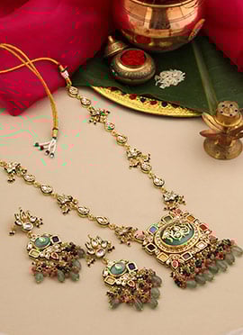 Heritage Multicolored Kundan Pearl Beads Meenakari Necklace