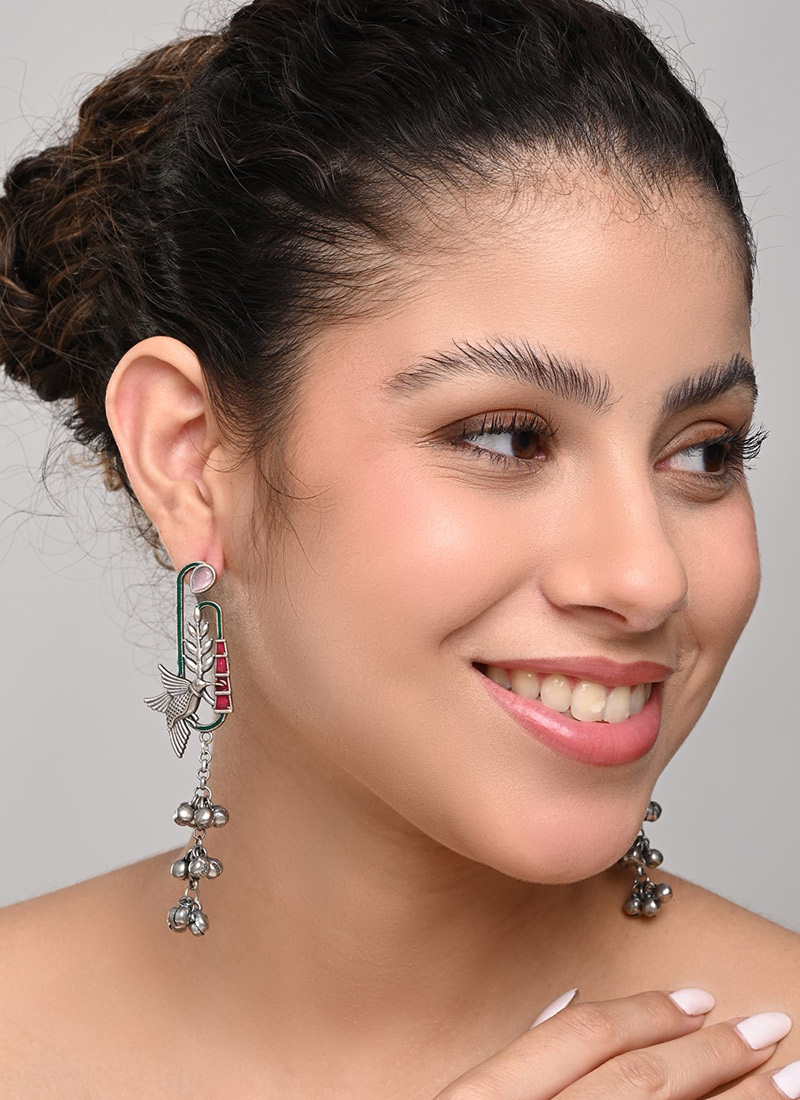 Heritage Silver Meenakari Stone Drops After Six Wear