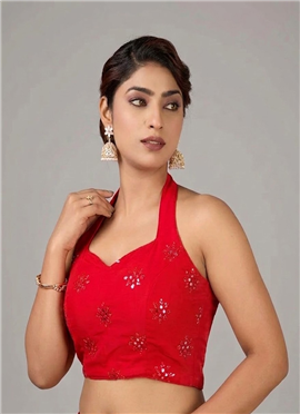 Hot Red Georgette Stretchable Blouse