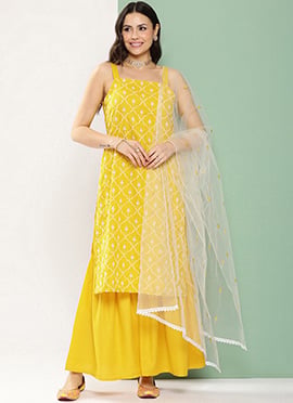 Intricate Georgette Embroidered Sharara Suit