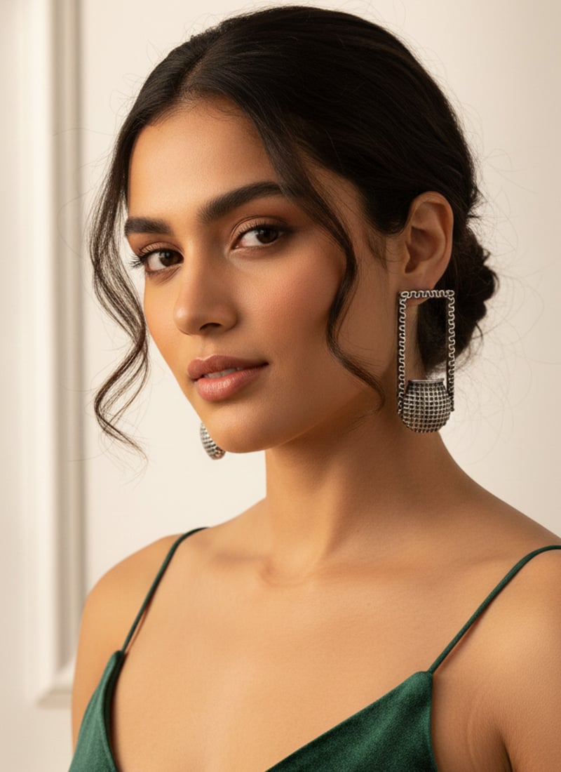 Intricate Silver Oxidised Drop After Six Wear