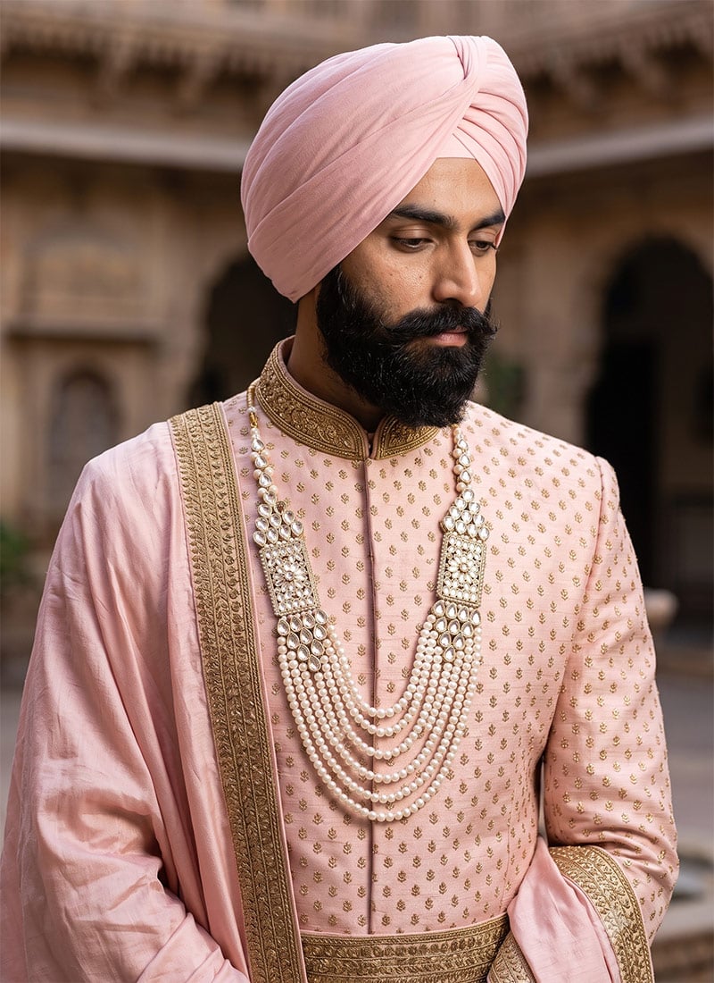 Ivory Pearl Geometric Layered Mens Mala