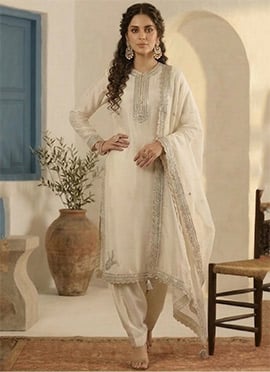 Ivory Silk Elegant Salwar Suit