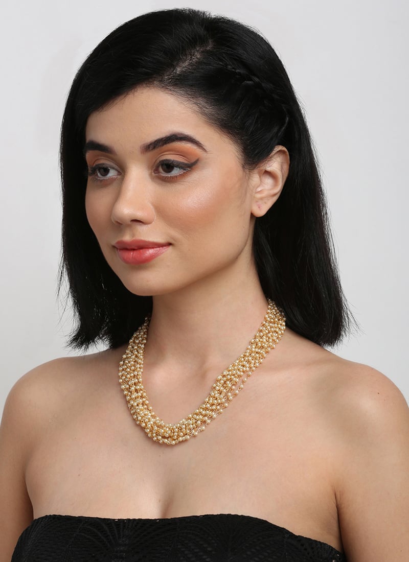 Jewellery for Women In Gold Plated Stringe Of Beads Necklace