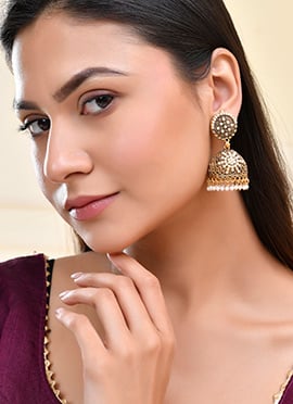 Jhumka Of Beaded Golden Glow