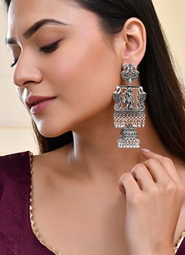 Jhumka Of Silver Oxidised Grace
