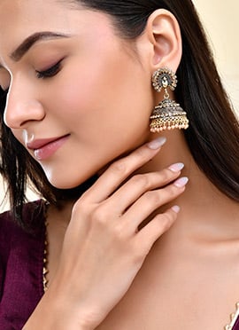 Jhumka Of Stone Beaded Charm