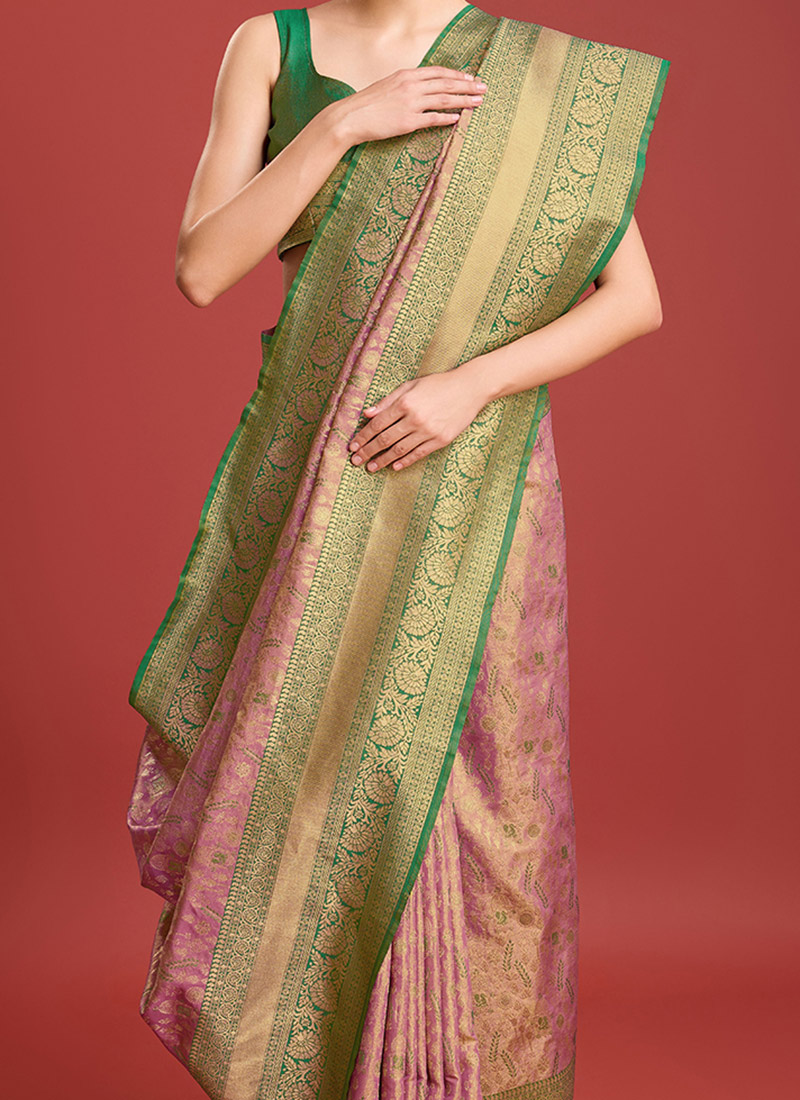 Mauve Tissue Silk Zari Woven Saree main image 0