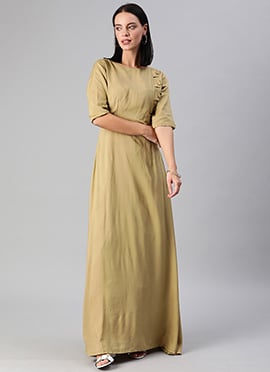 Khaki Overlapped Style Dress