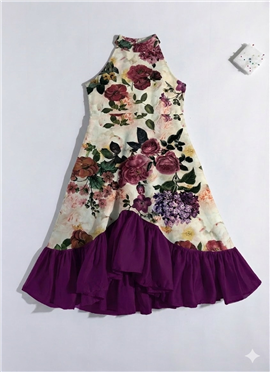 Kids Girls purple N Halter Neck Asymmetr