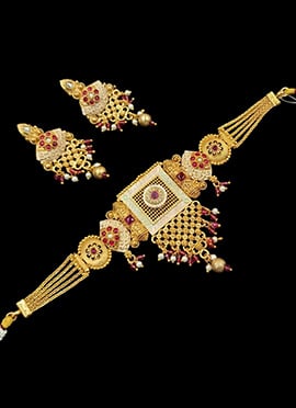 Kundan Meenakari Gold Plated Beads Embossed Choker