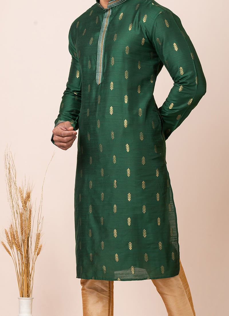 GREEN Kurta THREAD COTTON Churidar main image 0