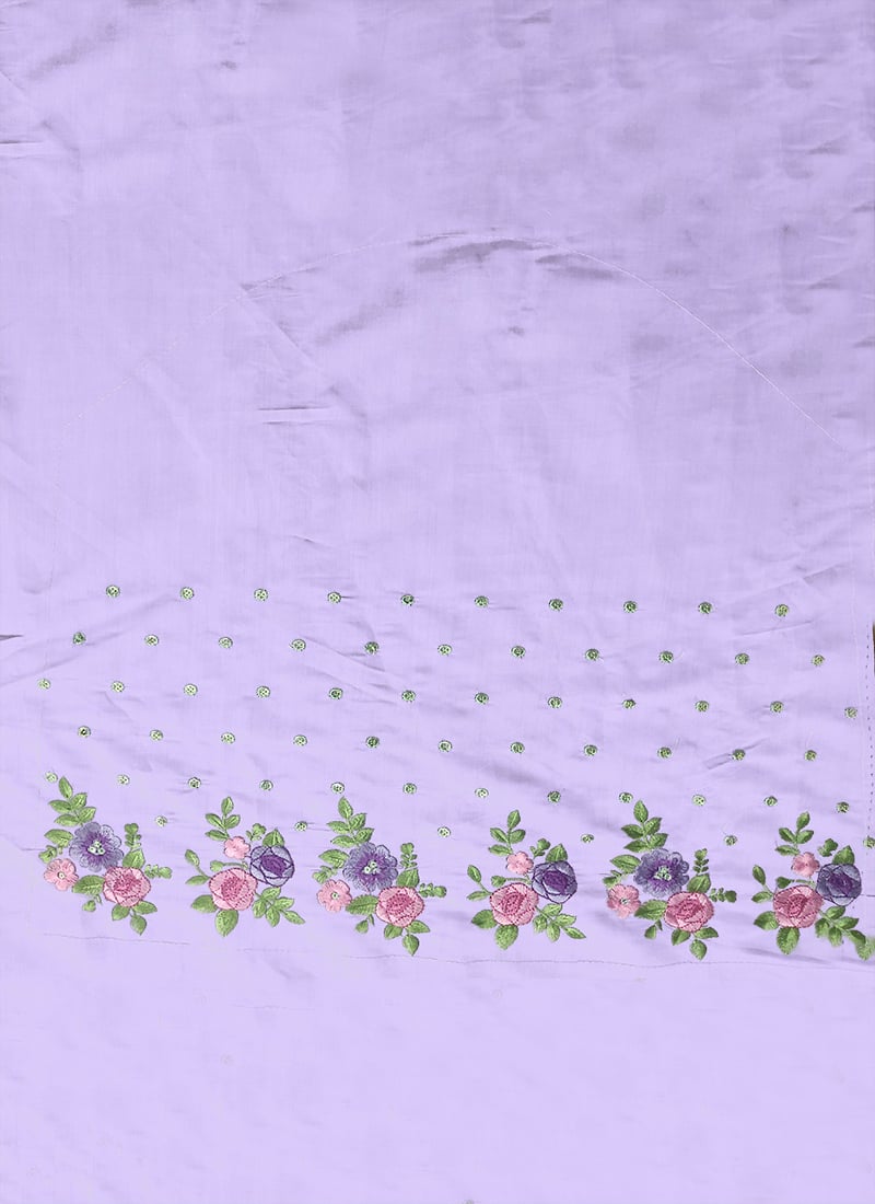 Lavender Art Silk Embroidered Fabric
