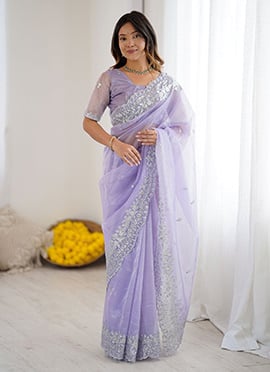 Lavender Art Silk Embroidered Sequins Saree