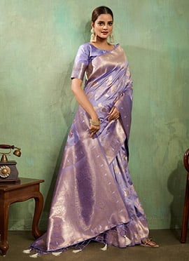 Lavender Banarasi Silk Zari Saree