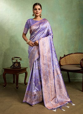 Lavender Banarasi Silk Zari Saree