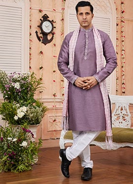 Lavender Chanderi Silk Men Stole