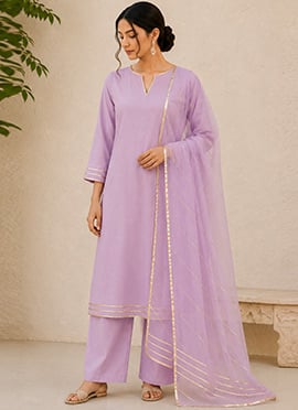 Lavender Cotton Straight Suit