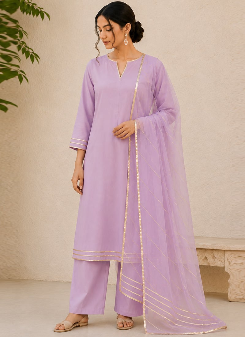 Lavender Cotton Straight Suit After Six Wear