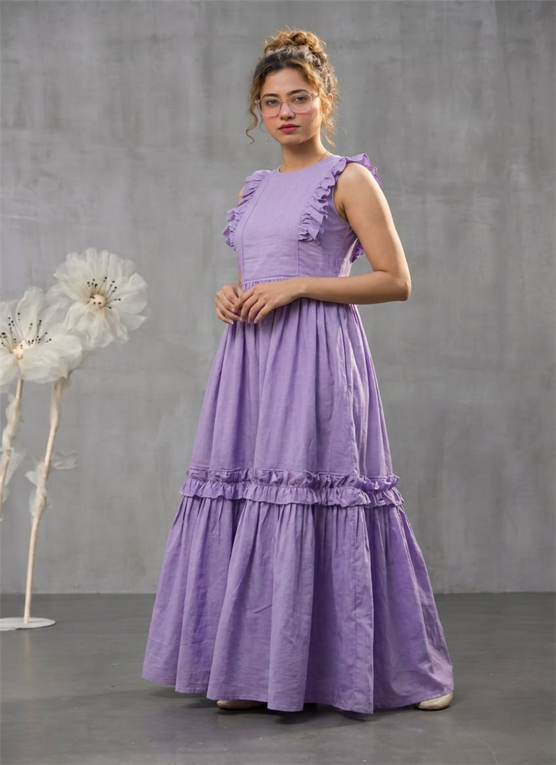 Lavender Cotton Tiered Maxi Dress After Six Wear