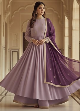 Lavender Faux Georgette Zari Sequins Anarkali Suit