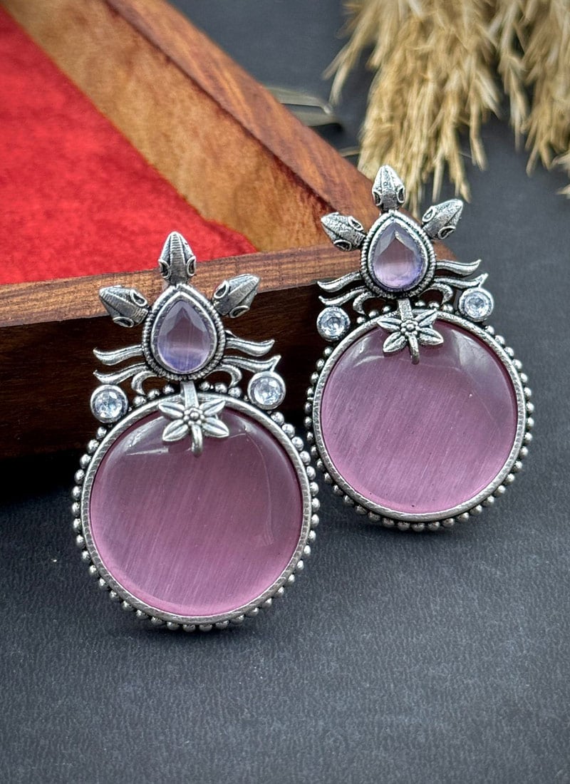 Lavender Kundan Drops Festive Wear