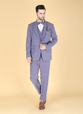 Lavender Polyester Cotton Tuxedo Suit