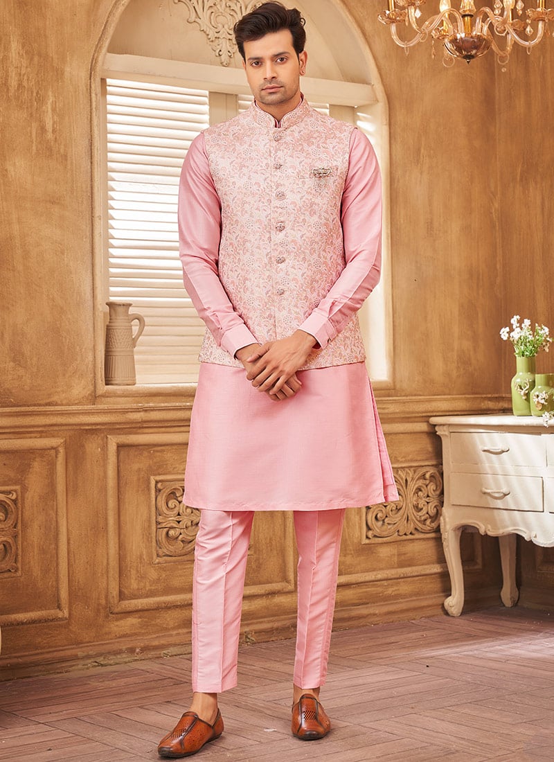 Lavender Silk Embroidered Bandi Set Festive Wear