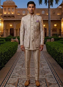 Lavender Silk Embroidered Sequins Indowestern Sherwani