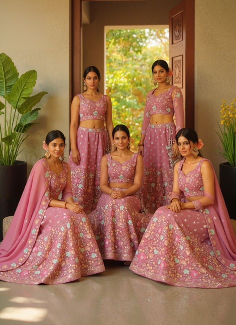 Lavender Silk Embroidered Sequins Radiant Lehenga Wedding Wear