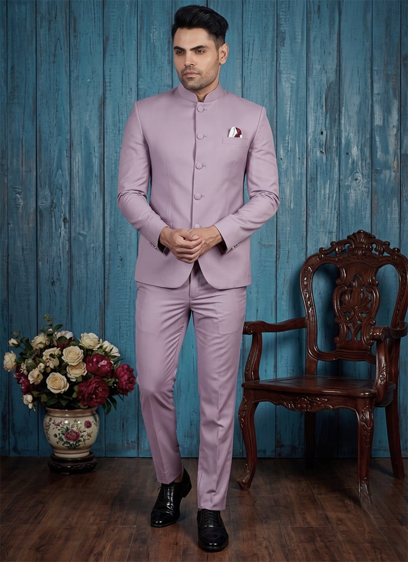Lavender Silk Jodhpuri Suit For Men After Six Wear