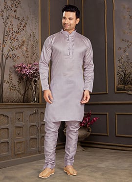 Lavender Silk Kurta Pyjama For Men