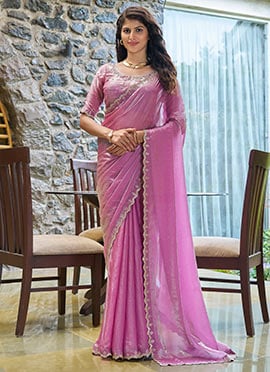 Lavender Silk Stone Work Saree