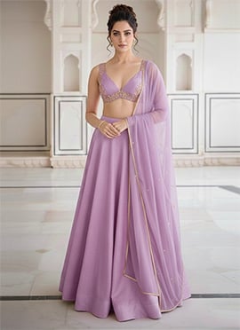 Lavender Silk Zari A Line Lehenga