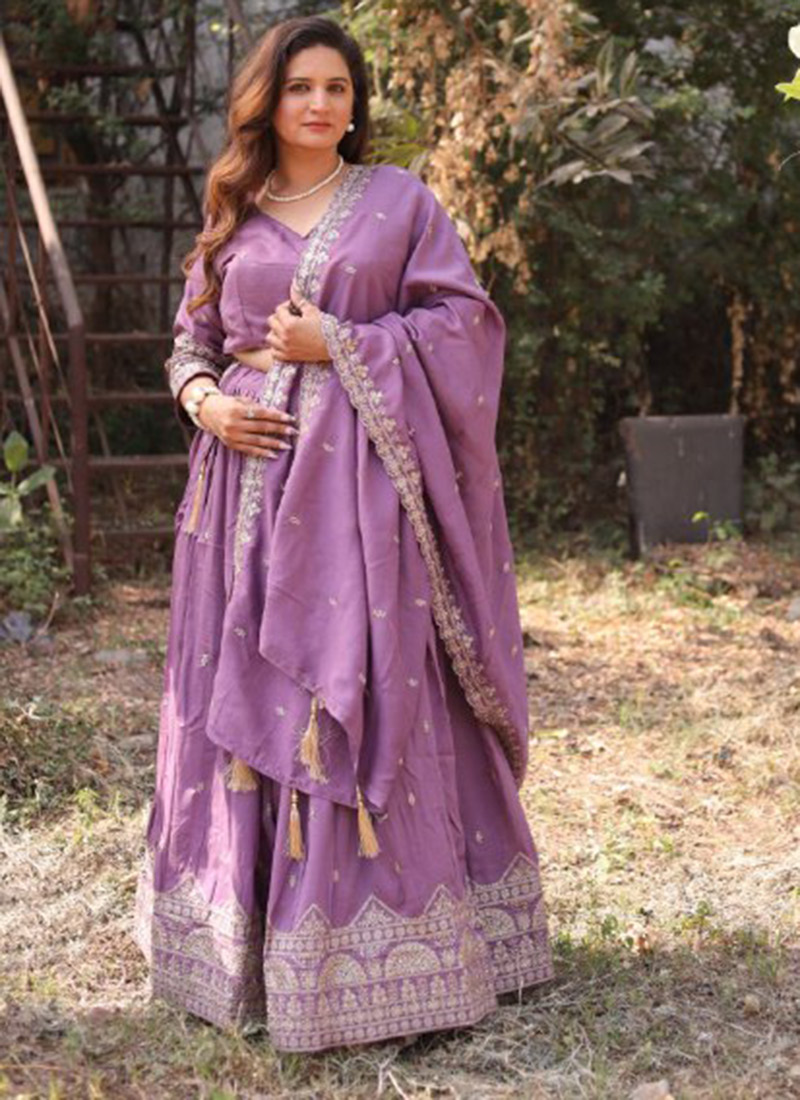 Premium Long Dress in Vichitra Silk – Zari Weaving with Lace Detailing main image 1