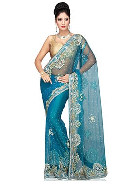 Light Blue Net Saree
