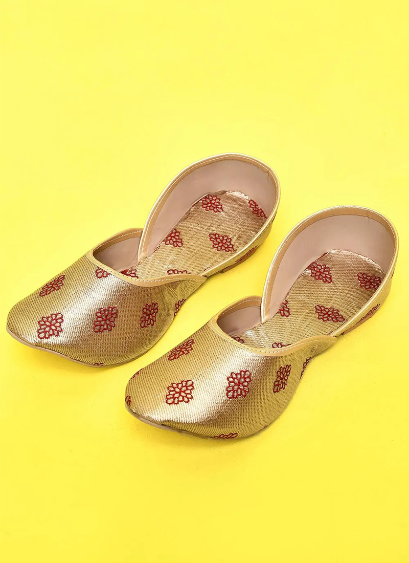 Light Brown Jacquard Juti For Women